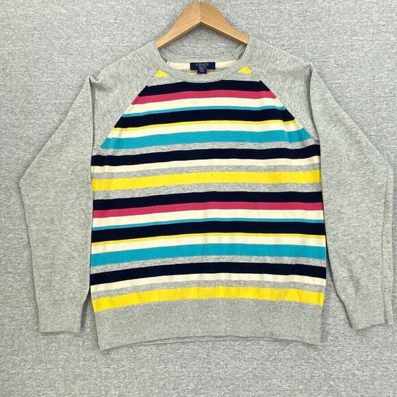 Chaps Sweater Womens Petite Extra Large Striped Long Sleeve Top Soft - Picture 1 of 9